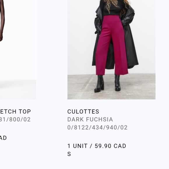 Zara culottes dark fuchsia size S - Picture 3 of 3